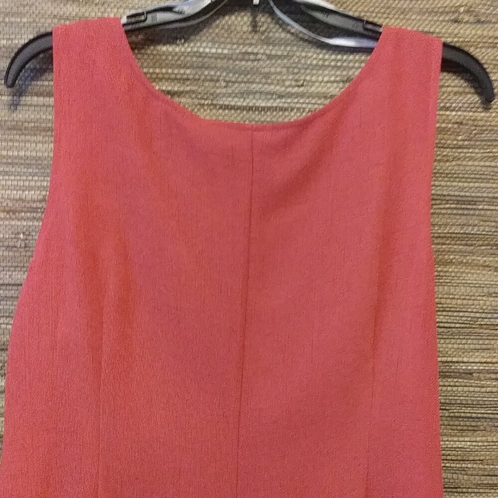 🧡 Donna Ricco Coral Sleeveless Midi Dress 16W – Lined, Side Slit, Elegant - Picture 7 of 11